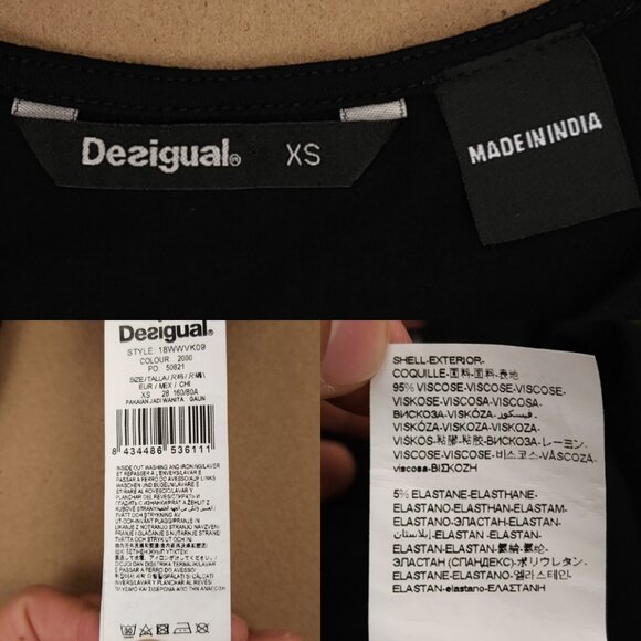 Desigual XS Black Agra Floral Tiger Short Sleeve T-Shirt Tunic Mini Dress - Picture 13 of 13